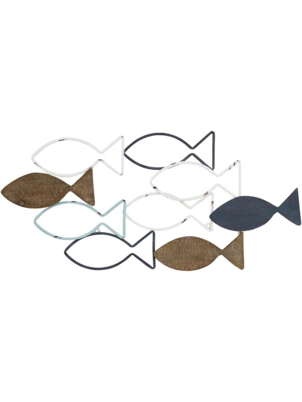 Handcrafted Wood & Metal School of Fish Wall Decor - Coastal Nautical Accent